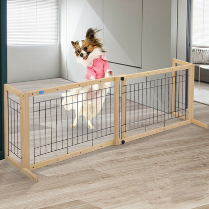 Solid Wood Indoor Freestanding Adjustable Pet Gate 21"