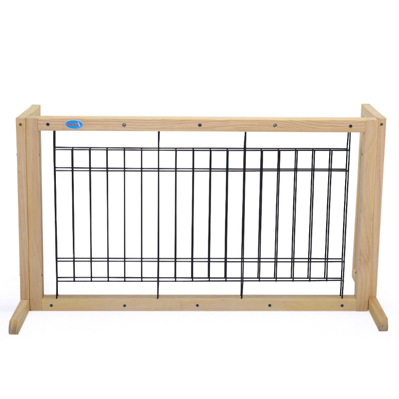 Solid Wood Indoor Freestanding Adjustable Pet Gate 21"