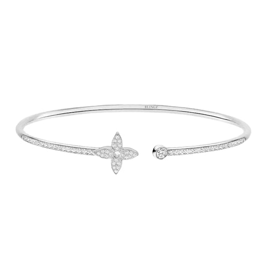 LOUISA SILVER BANGLE WITH CUBIC ZIRCONIA