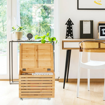 Portable Rolling Large Wooden Toy Storage Chest Box